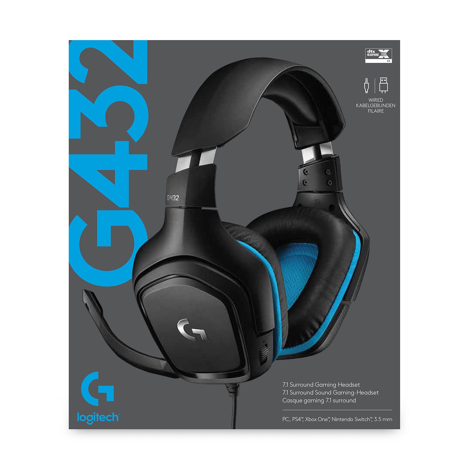 Logitech G G432 Cuffie a Padiglione Cablato da Gaming Nero Blu