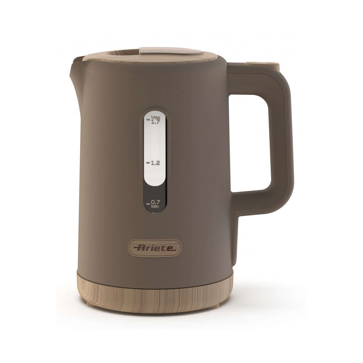 Ariete 2846 Bollitore Breakfast Wood, Bollitore Elettrico Cucina, 2200W, Capacità 1.7L, Effetto Legno, Base Cordless 360°, Spegnimento Automatico, Tortora