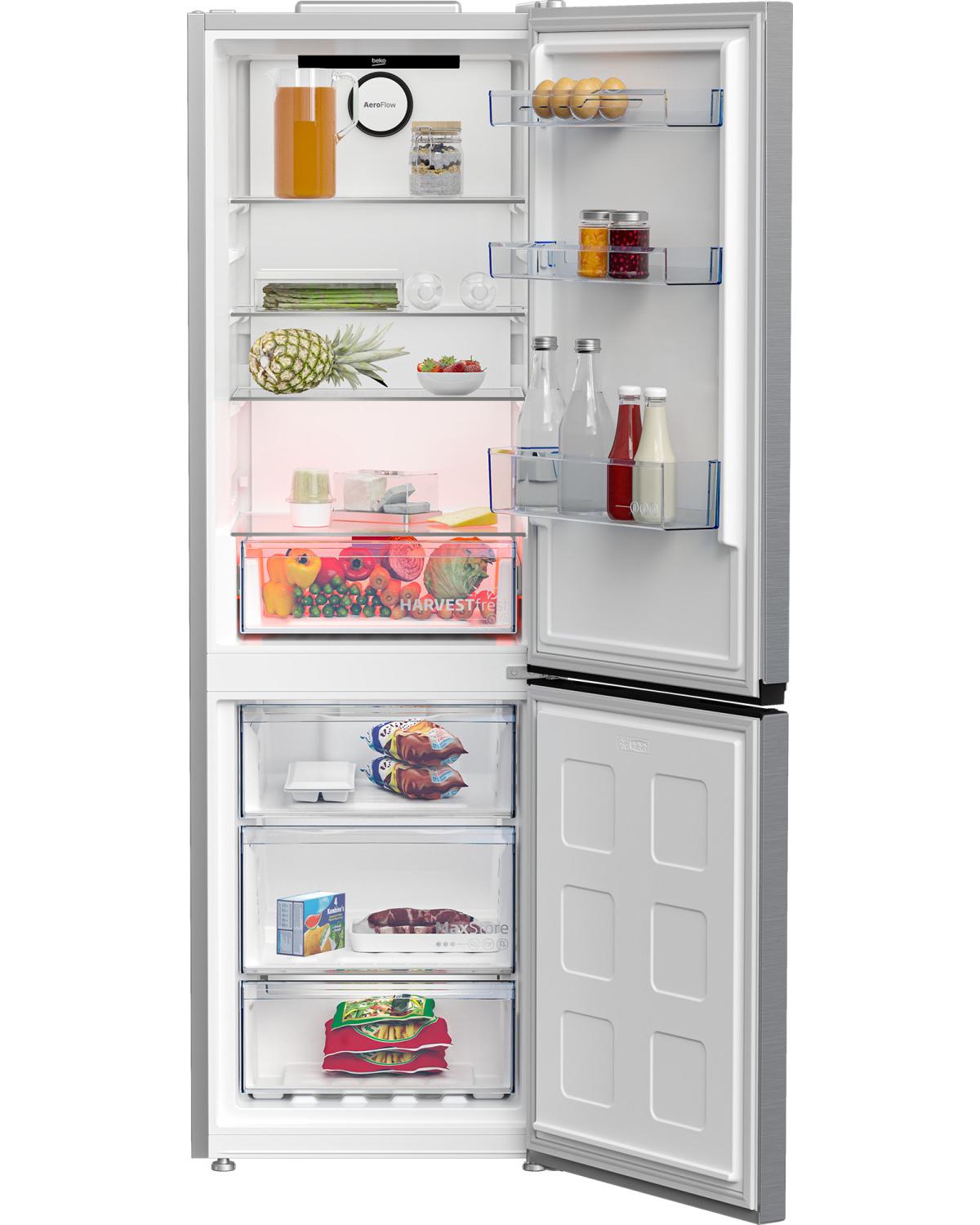 Beko Frigorifero Combi 1.80cm, Classe C, Total NF, Compressore ProSmart Inverter, Metal Look, AeroFlow, HarvestFresh, 35 dBA