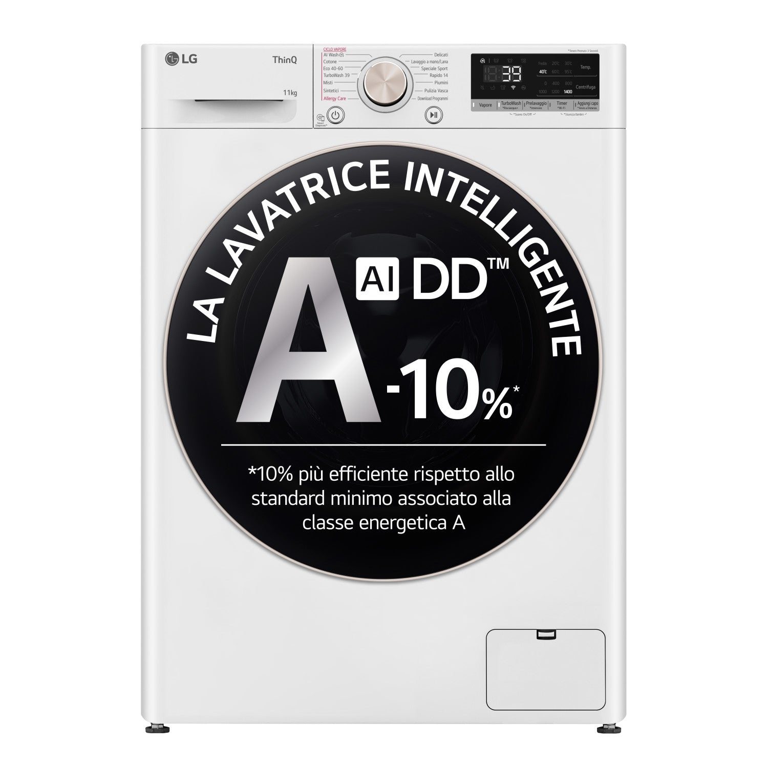LG F4R7011TSWG Lavatrice 11kg AI DD Classe A 1400 giri TurboWash Vapore Bianco