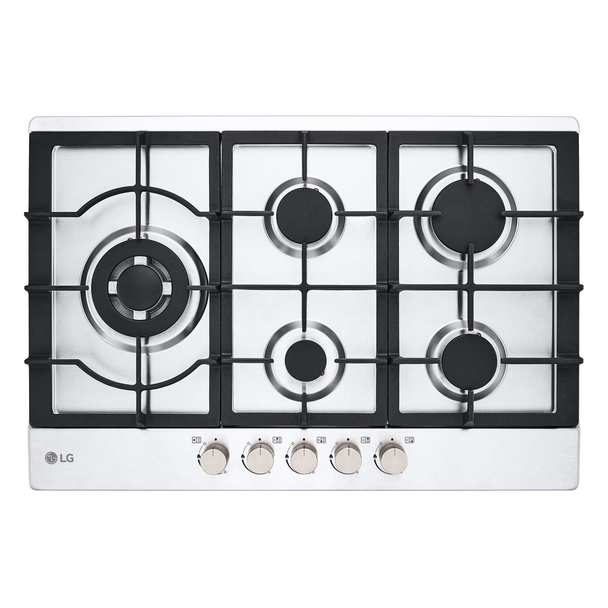 LG CBGZ3016S Piano cottura a gas 75cm, 11,5kW, 5 bruciatori, Griglie in ghisa, Piatto inox