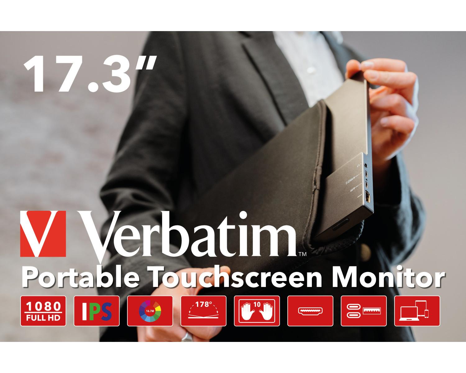 Verbatim 49593 Monitor PC 43,9 cm (17.3pollici) 1920 x 1080 Pixel Full HD Touch screen Nero