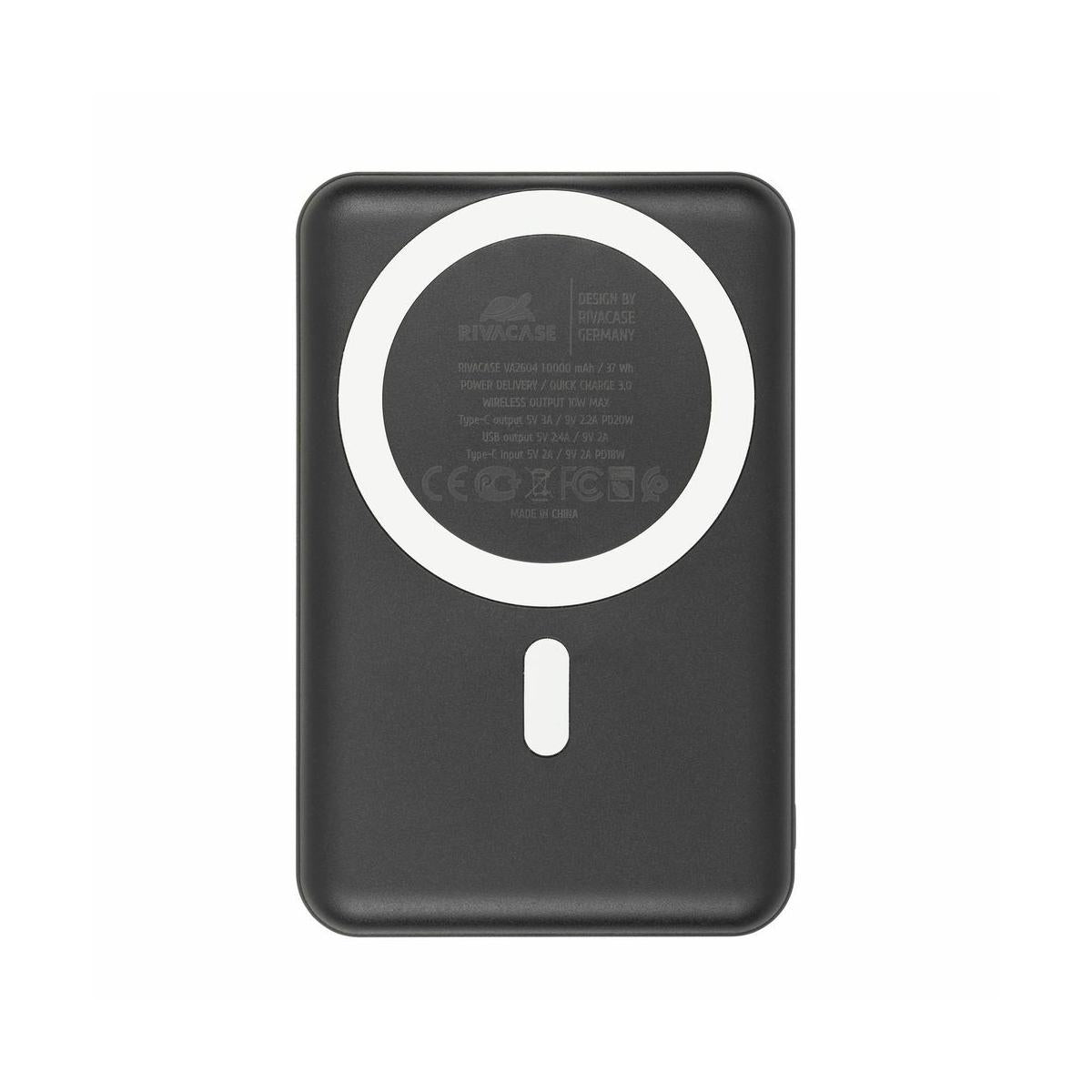Rivacase VA2604 batteria portatile Polimeri di litio (LiPo) 10000 mAh Carica wireless Nero