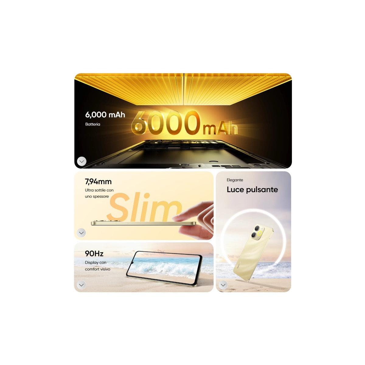 realme Note 631011009973 smartphone 17,1 cm (6.74") Doppia SIM Android 15 4G USB tipo-C 4 GB 128 GB 6000 mAh Oro