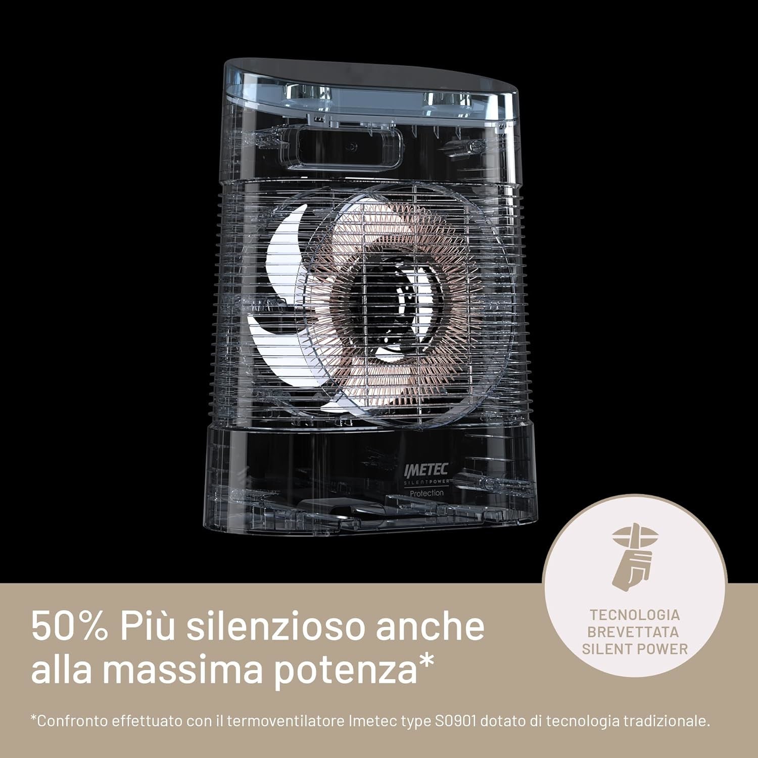 Imetec Termoventilatore Silent Power Protection Silenzioso Timer spegnimento programmabile 2100 W