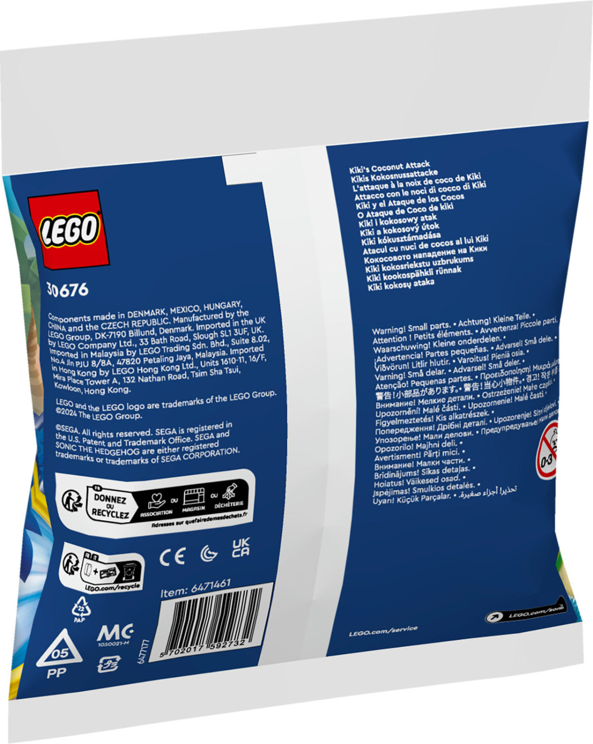 LEGO Sonic the Hedgehog Kiki's Coconut Attack 30676 6 Anni 42 Pezzi