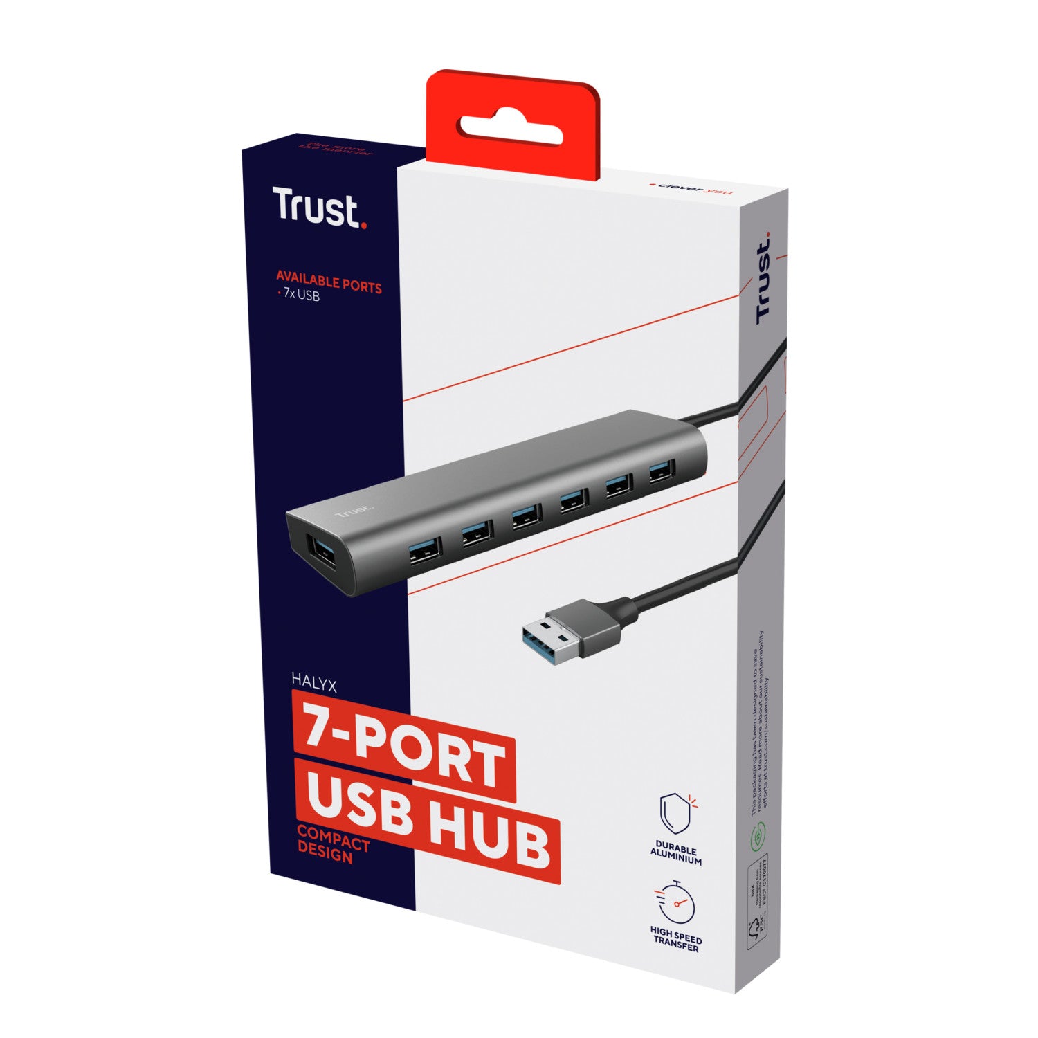 Trust Halyx USB 3.2 Gen 1 (3.1 Gen 1) Type-A 5000 Mbit/s Argento