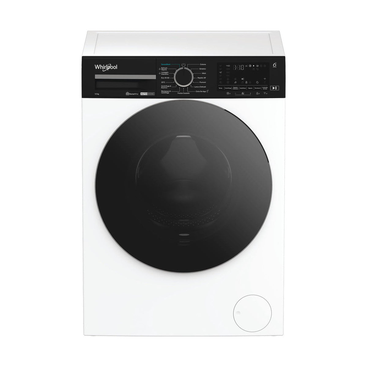 Whirlpool FRONT LOADER STD, Capacità 12kg, classe A -10%, bianco, Autodose, vapore, porta nera, Wi-Fi Venduto come Grado B 8003437061998