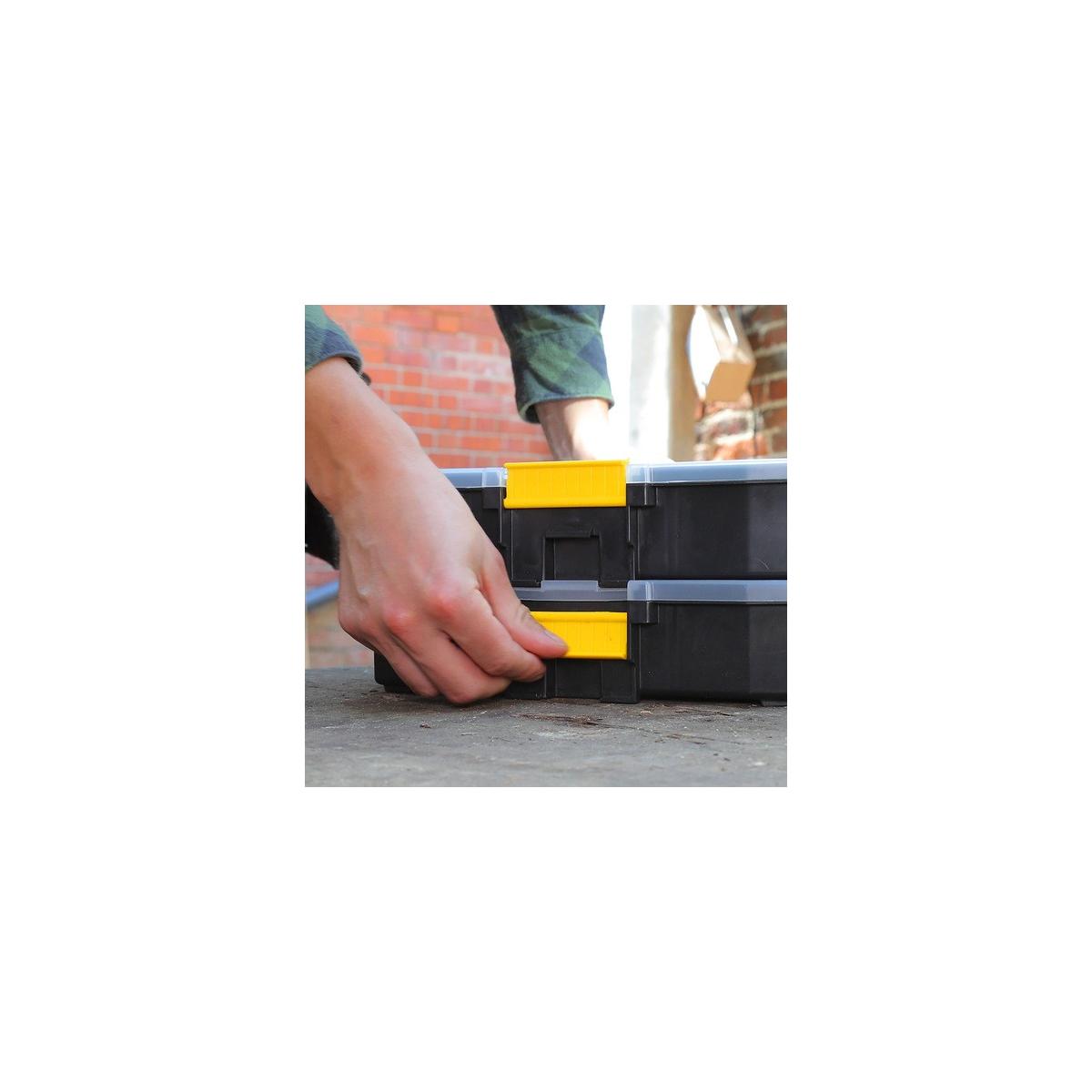 Stanley 1-97-483 Cassetta degli attrezzi Scatola per minuteria Nylon Nero, Trasparente, Giallo