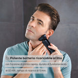 Beurer Rasoio rotante MN8X, regolazione ottimale grazie alla testina flessibile a 360 , 3 testine ad attacco magnetico, accessorio di precisione, impermeabile, ricarica rapida, display LED