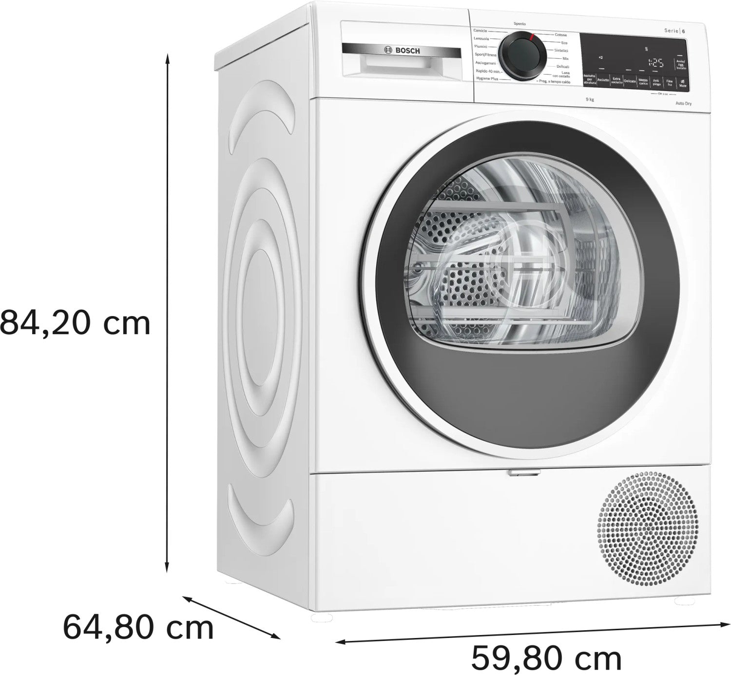 Bosch Serie 6 WQG243D8IT Asciugatrice a pompa di calore 9 kg Bianco