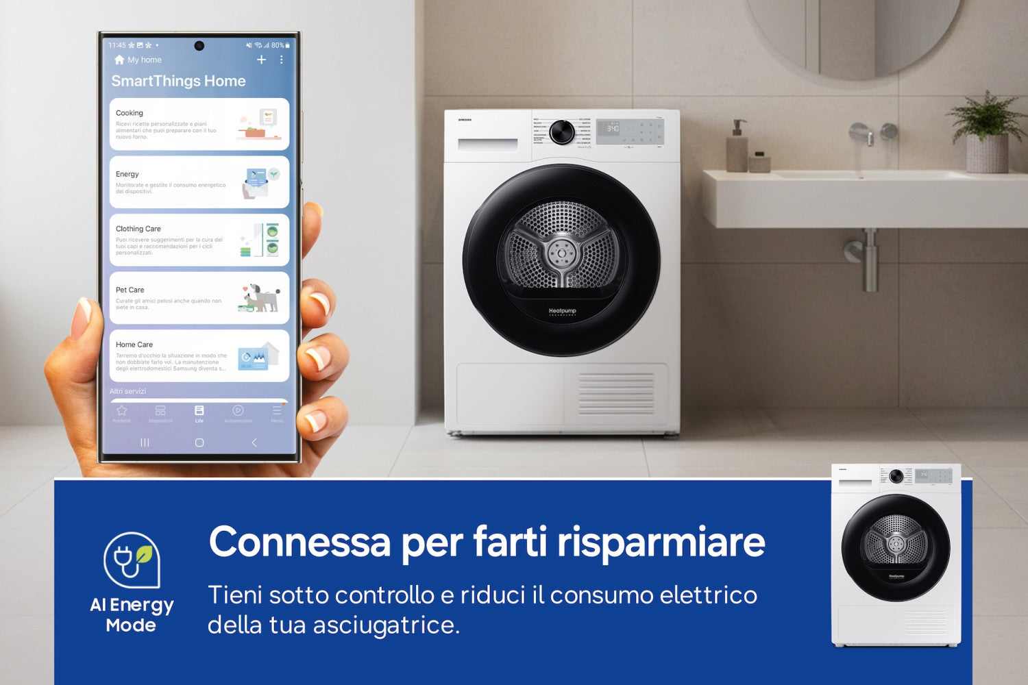 Samsung Asciugatrice Crystal EcoDry 8 Kg DV80DG52B0AHET
