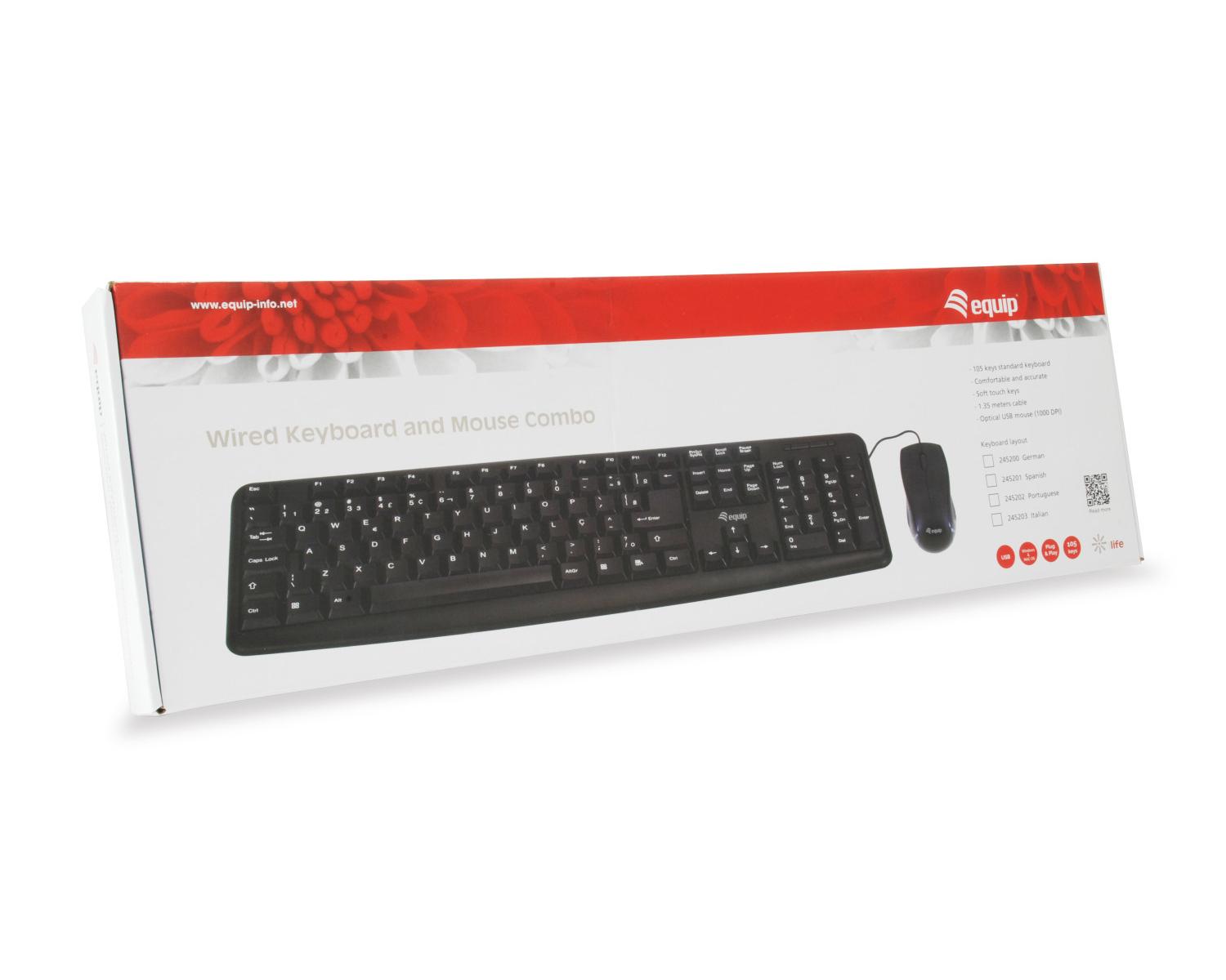 Equip 245203 tastiera Mouse incluso USB QWERTY Italiano Nero