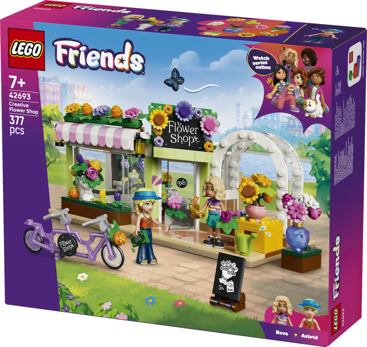 LEGO Friends 42693 Negozio Di Fiori Creativo, Giocattolo Con Fiori Finti, Bouquet, 2 Mini Bamboline E Accessori, Regalo Da 7