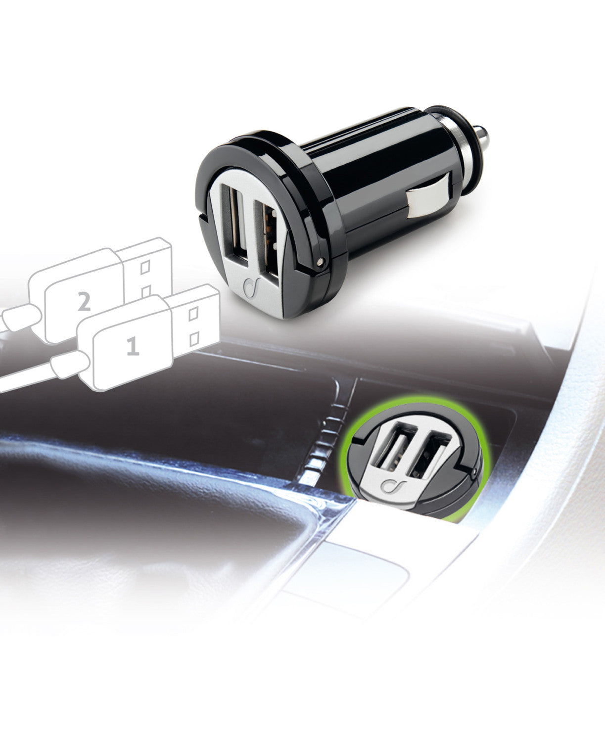 Cellularline USB Car Charger Dual Caricabatterie da Auto Universal Nero
