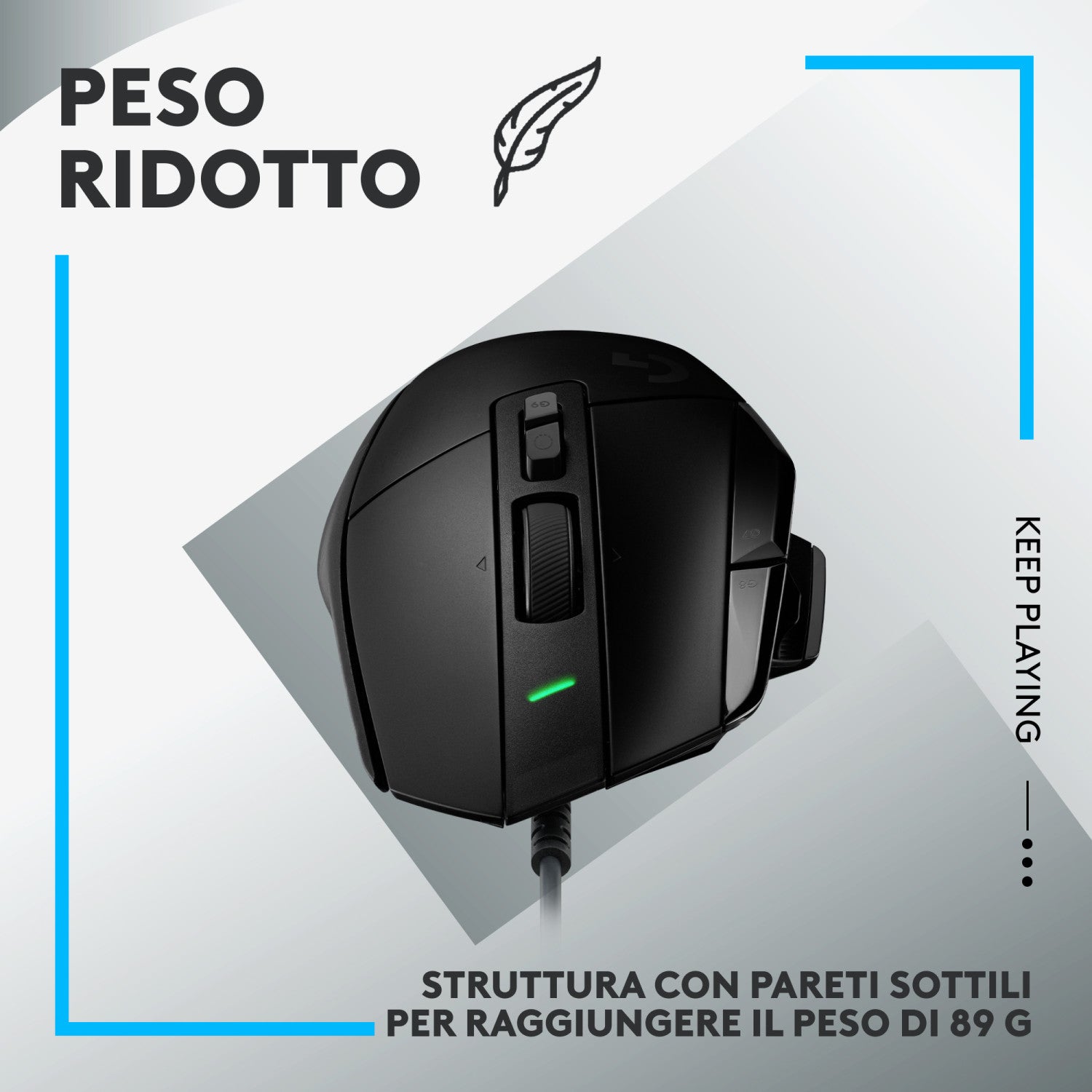 Logitech G G502 X Mouse Mano Destra USB Tipo A Ottico 25600 DPI Nero