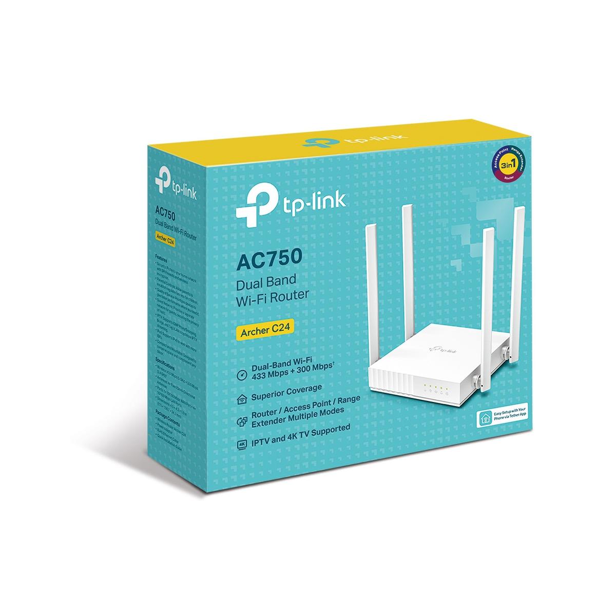 TP-Link ARCHER C24 router wireless Fast Ethernet Dual-band (2.4 GHz/5 GHz) Bianco