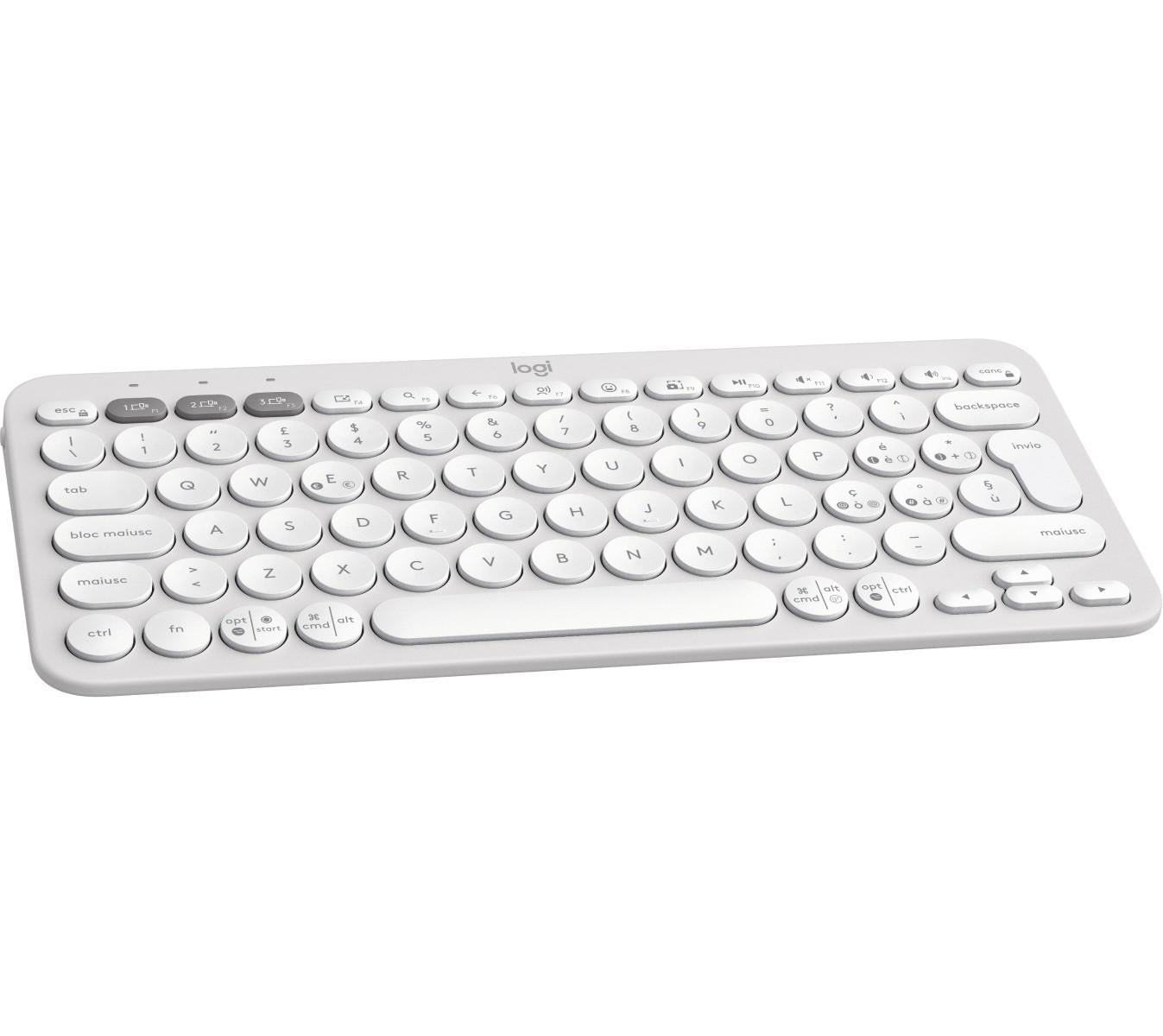 Logitech Pebble Keys 2 K380s Tastiera RF Senza Fili Bluetooth QWERTY Italiano Bianco