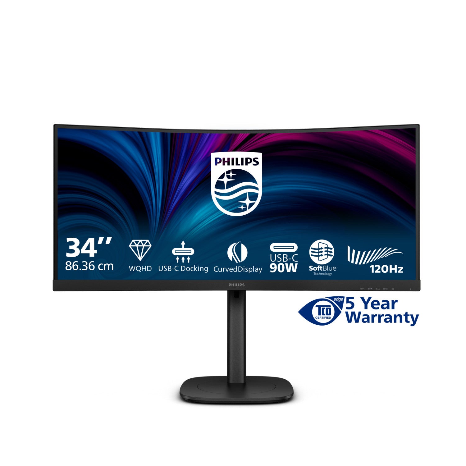 Philips 3000 series 34B2U3600C/00 Monitor PC 86,4 cm (34") 3440 x 1440 Pixel Wide Quad HD LCD Nero