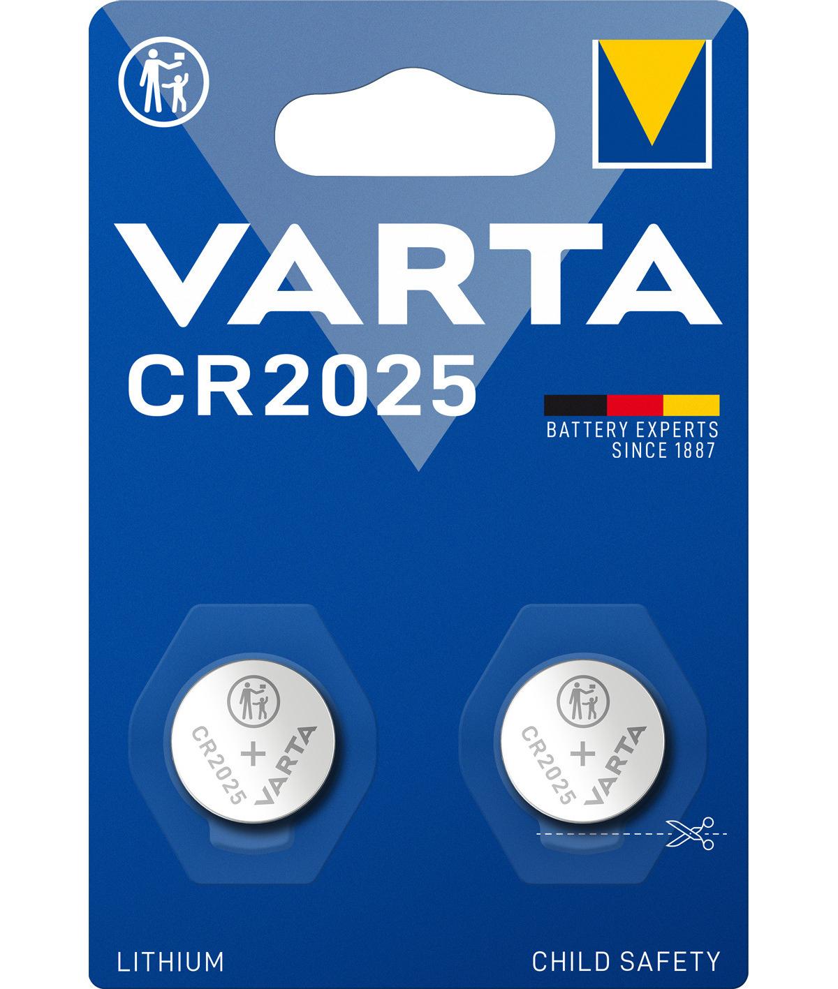 Varta 06025 Batteria Blister 2 pezzi a bottone Litio Grigia