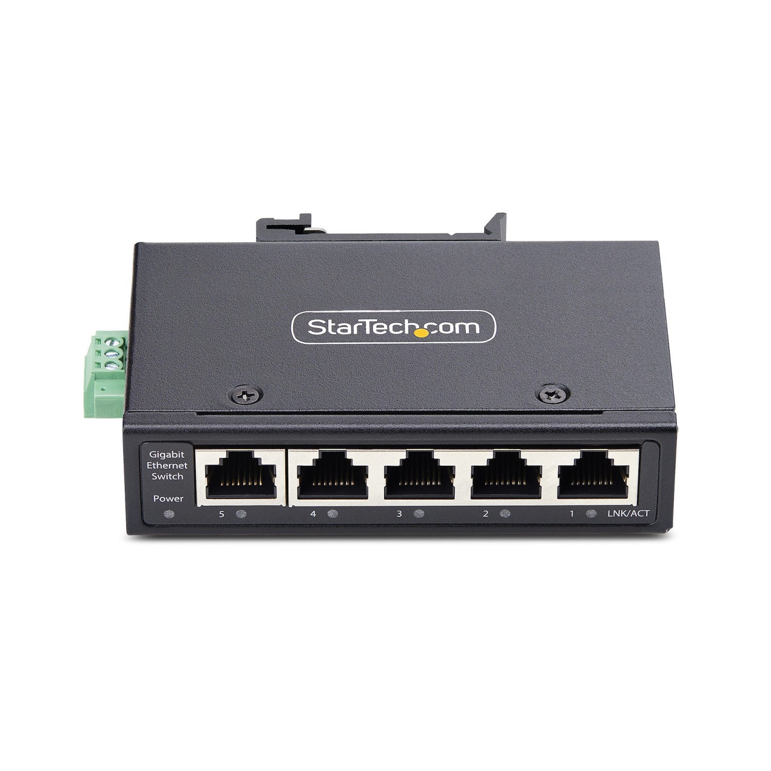 StarTech.com Switch di Rete Industriale non gestito a 5 porte, 100/1000 Ethernet, montaggio su guida DIN/parete, Switch Gigabit IP30 robusto, -40 - 75 C, 9 60V CC, TAA
