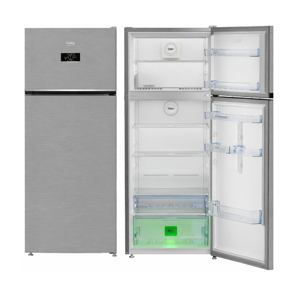 Beko RDNG455E40XBN frigorifero con congelatore Libera installazione 406 L Argento