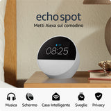 Amazon Nuovo Echo Spot (modello 2024) Sveglia intelligente con suono di qualità e Alexa Bianco
