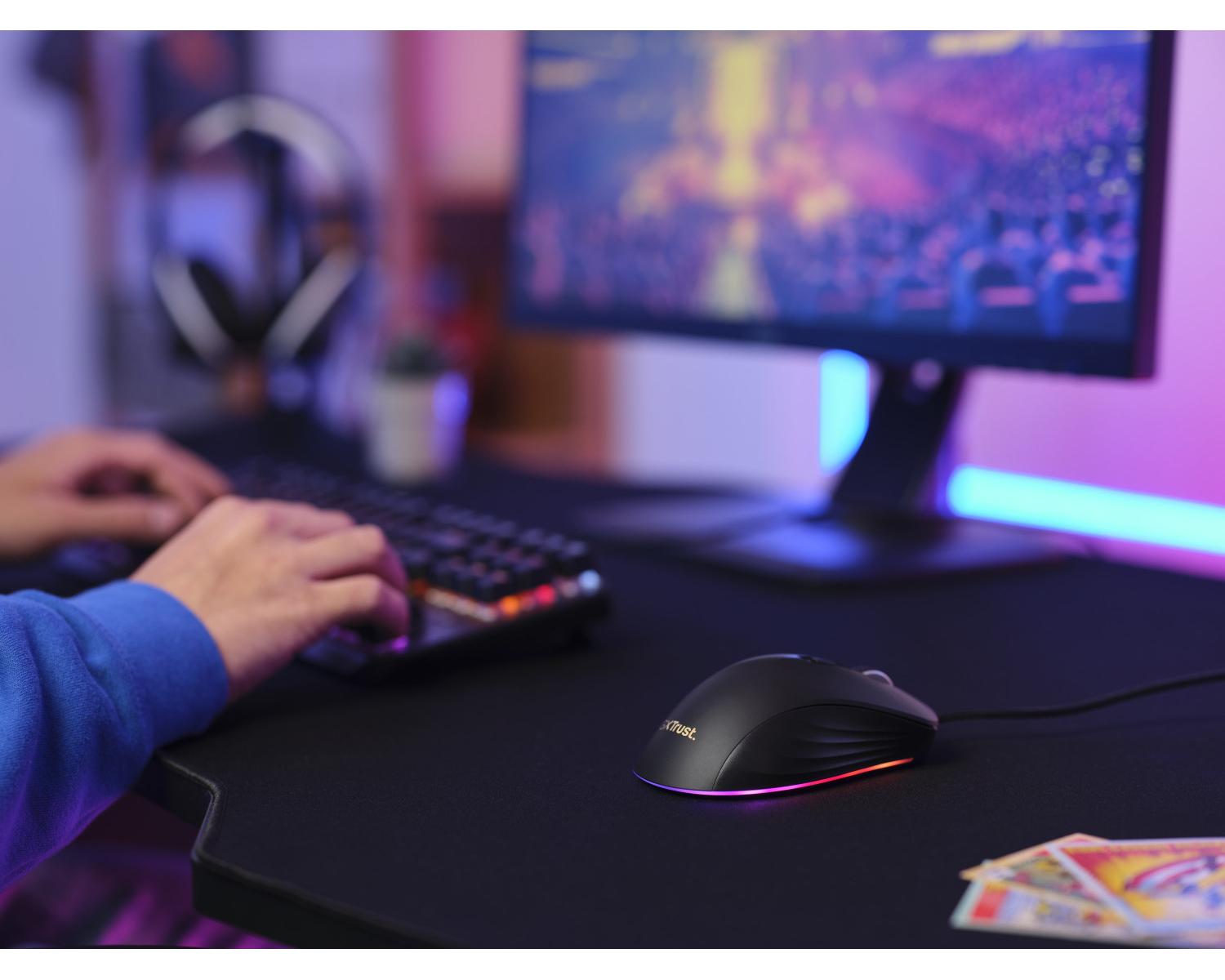 Trust GXT924 YBAR mouse Mano destra USB tipo A Ottico 25600 DPI