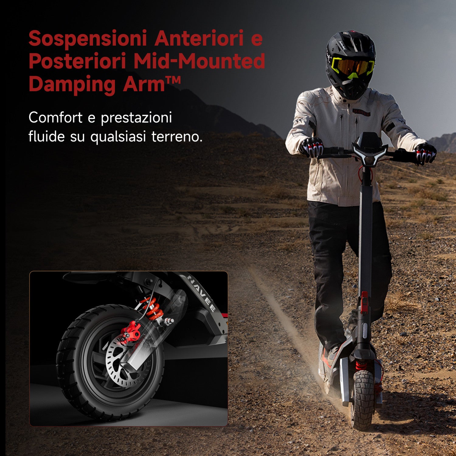 NAVEE XT5 Pro Monopattino elettrico, Potenza max 2200W, Gomme 12" Offroad, 75km Autonomia, IPX6, Doppia Sospensione a molla, Freni tripli, Frecce direzionali e Faro da 9W