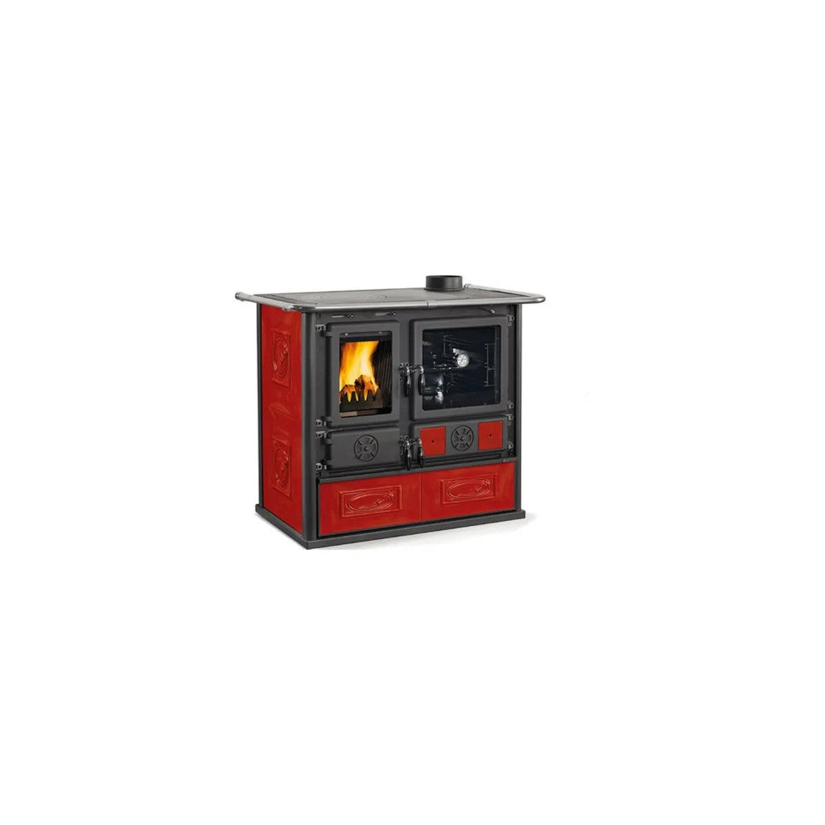 La Nordica Rosa VST.16 Cucina A Legna In Ceramica Bordeaux Con Forno 8,8 kW