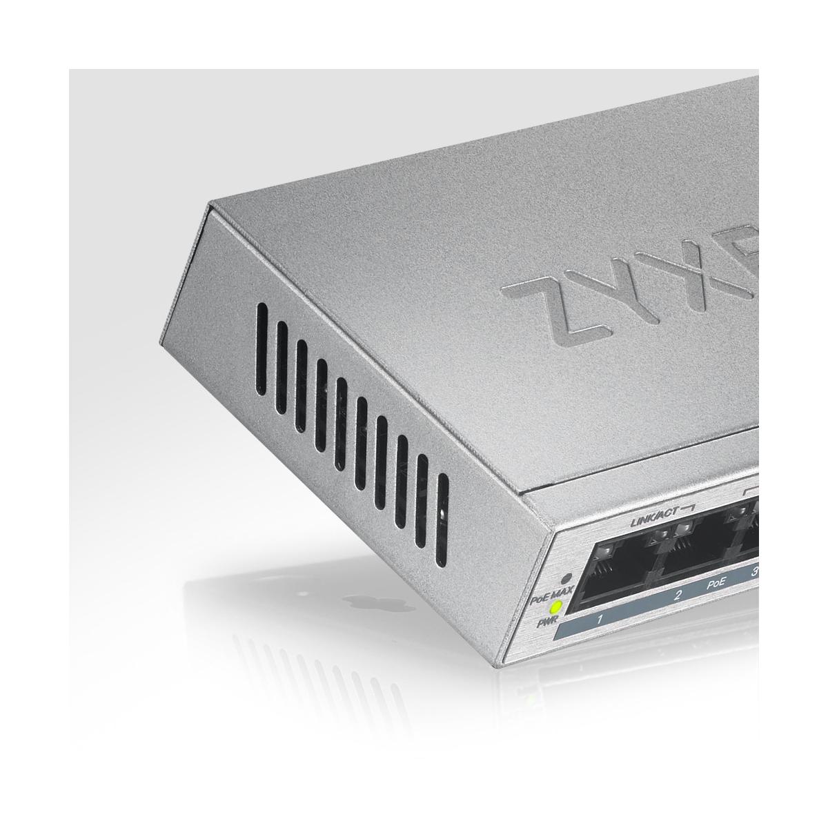 Zyxel GS1005HP Non gestito Gigabit Ethernet (10/100/1000) Supporto Power over Ethernet (PoE) Argento