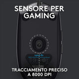 Logitech G G203 Lightsync Mouse USB Tipo A 8000 DPI Nero