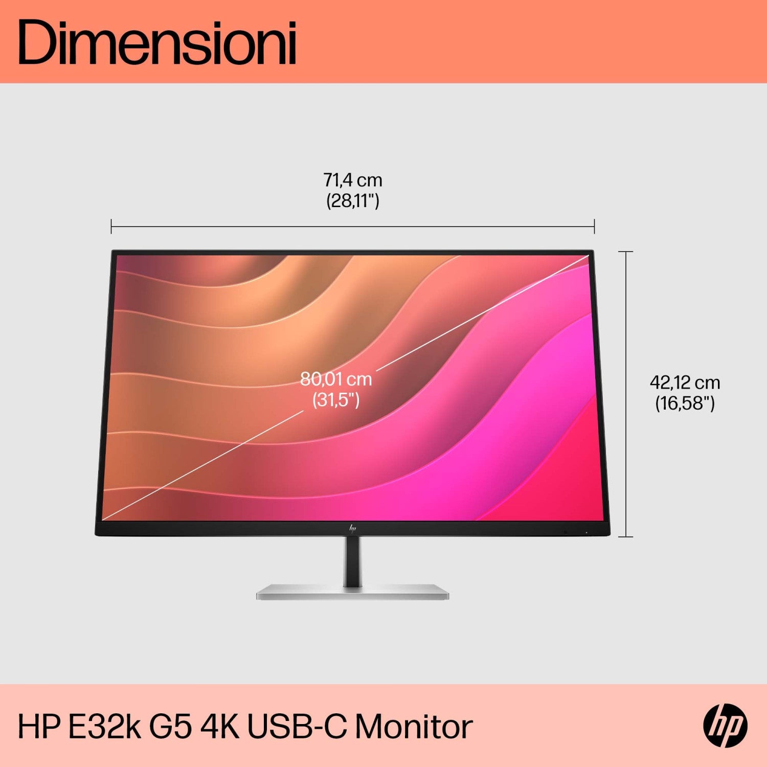 HP E32k G5 4K USB-C Monitor Monitor PC 80 cm (31.5pollici) 3840 x 2160 Pixel 4K Ultra HD Nero