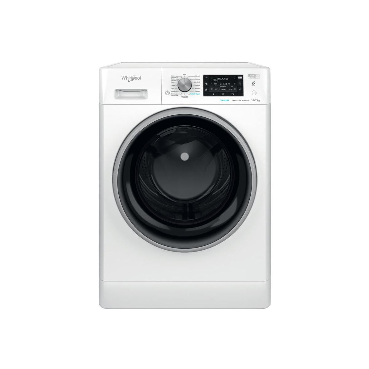Lavasciuga Whirlpool FFWDD 107625 WBS IT Libera Installazione Caricamento Frontale Bianco Classe E
