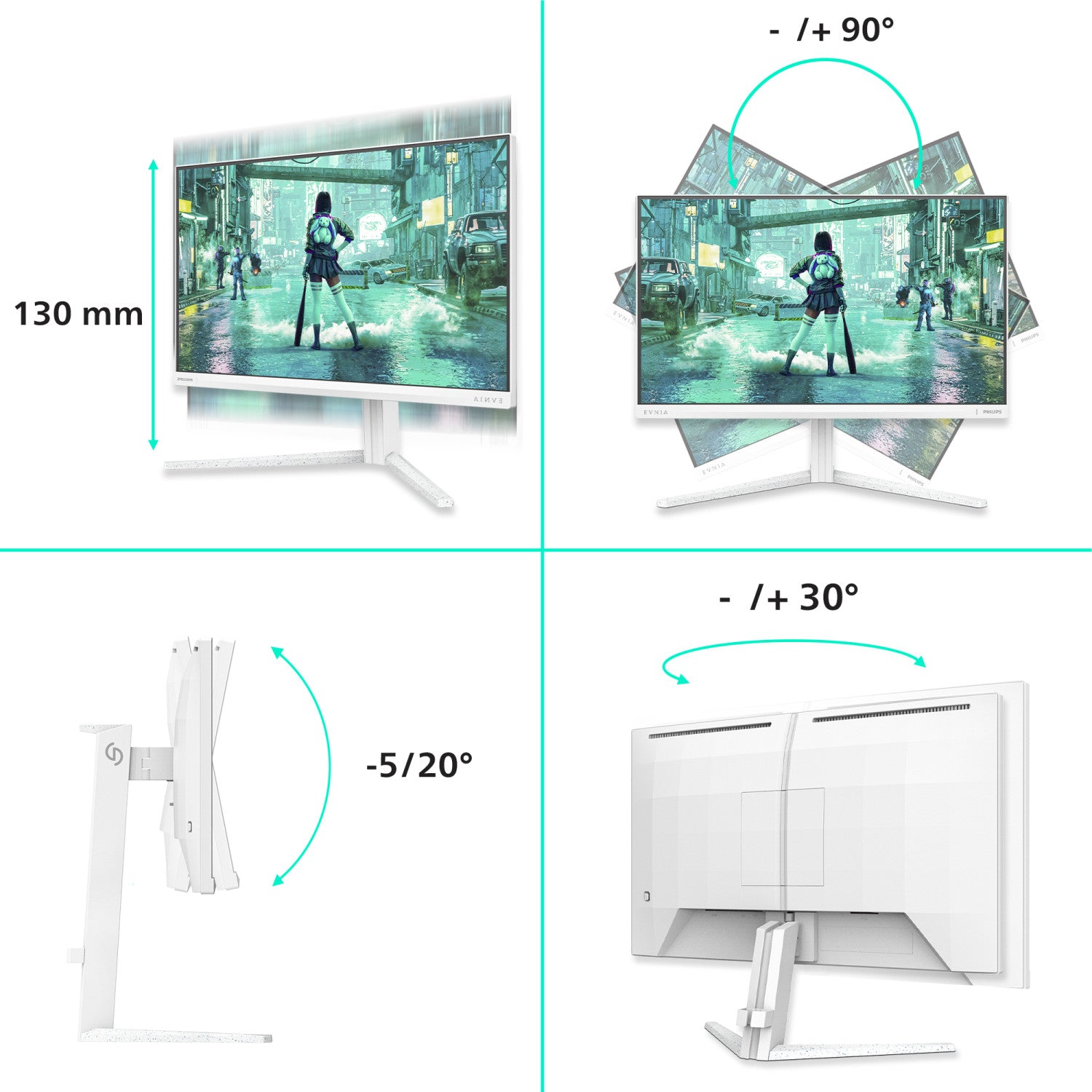 Philips Evnia 3000 24M2N3201P/00 Monitor PC 60,5 cm (23.8") 1920 x 1080 Pixel Full HD LCD Bianco
