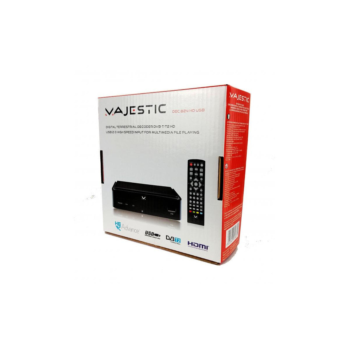New Majestic Dec 824 HD USB Decoder Digitale Terrestre DVB-T/T2 HD con HDMI e USB 2.0