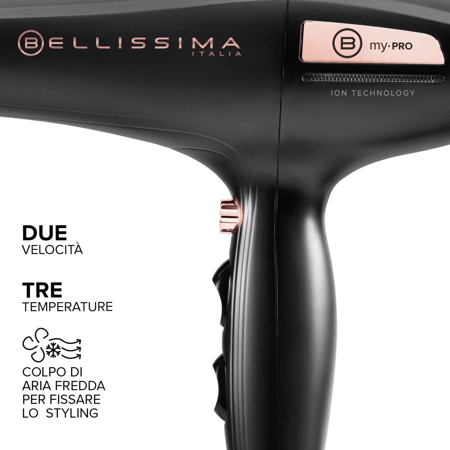Bellissima Imetec My Pro P3 3400 Asciugacapelli, Motore professionale, Ionizzatore per Capelli morbidi e Idratati, Griglia Rivestita in Ceramica, Potenza 2400 Watt, Diffusore per capelli ricci