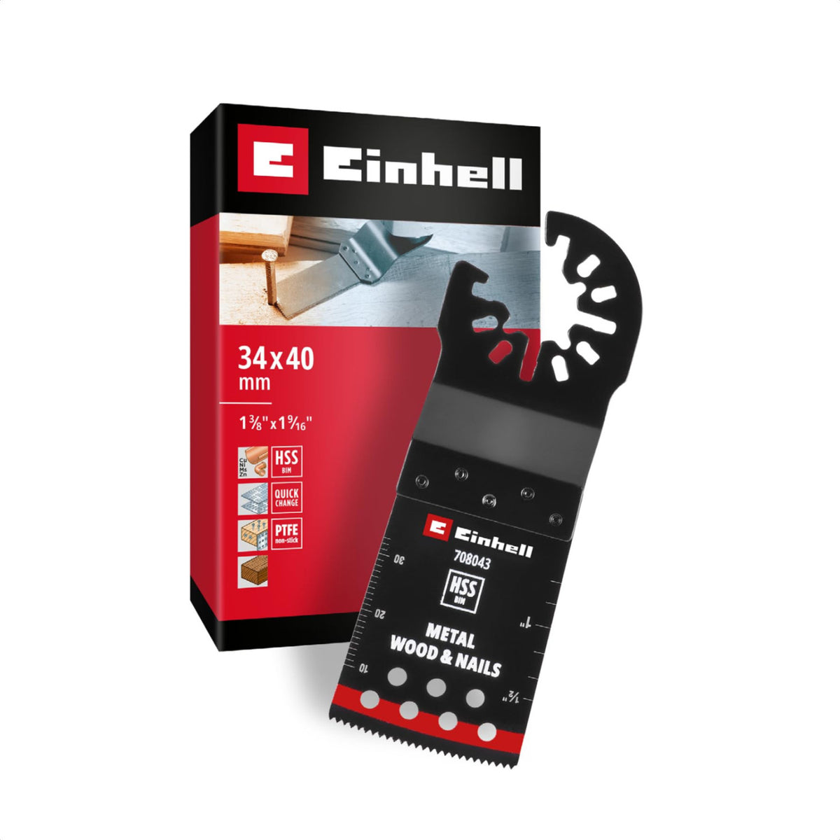 Einhell Lama Per Sega A Immersione Bimetallo 708043 - 34 Mm, Profondità 40 Mm, Finitura PTFE, Metallo E Legno