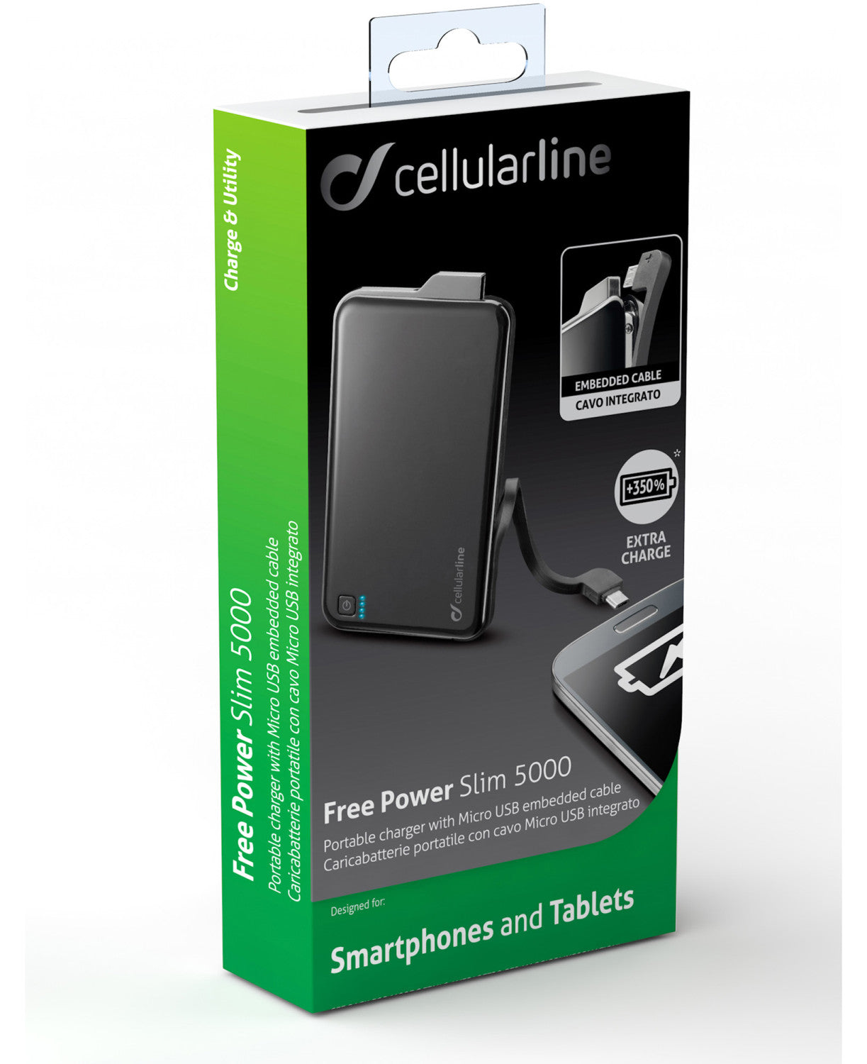 Cellularline 5000mAh Micro USB Polimeri di litio (LiPo) Nero