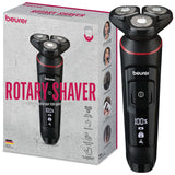 Beurer Rasoio rotante MN8X, regolazione ottimale grazie alla testina flessibile a 360 , 3 testine ad attacco magnetico, accessorio di precisione, impermeabile, ricarica rapida, display LED