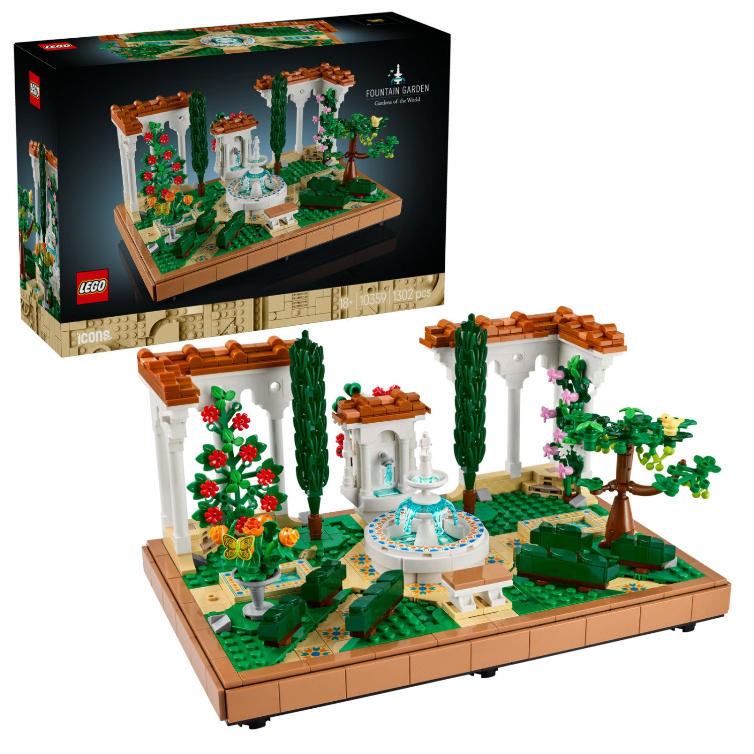 LEGO Icons 10359 Giardino della Fontana Set da Costruzione 1302 Pezzi 18 Anni