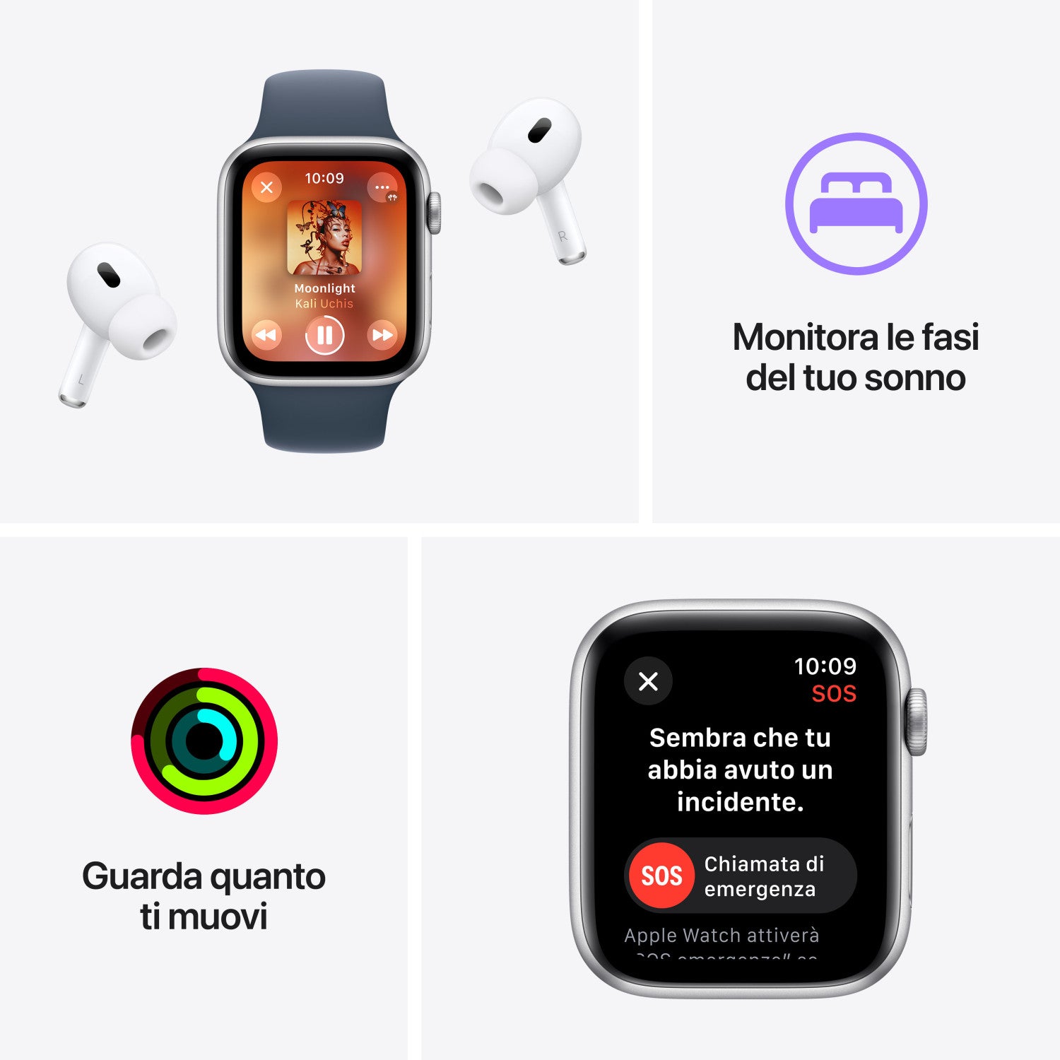Smartwatch Apple Watch SE GPS Cassa 44mm in Alluminio Galassia con Cinturino Sport M.L Galassia