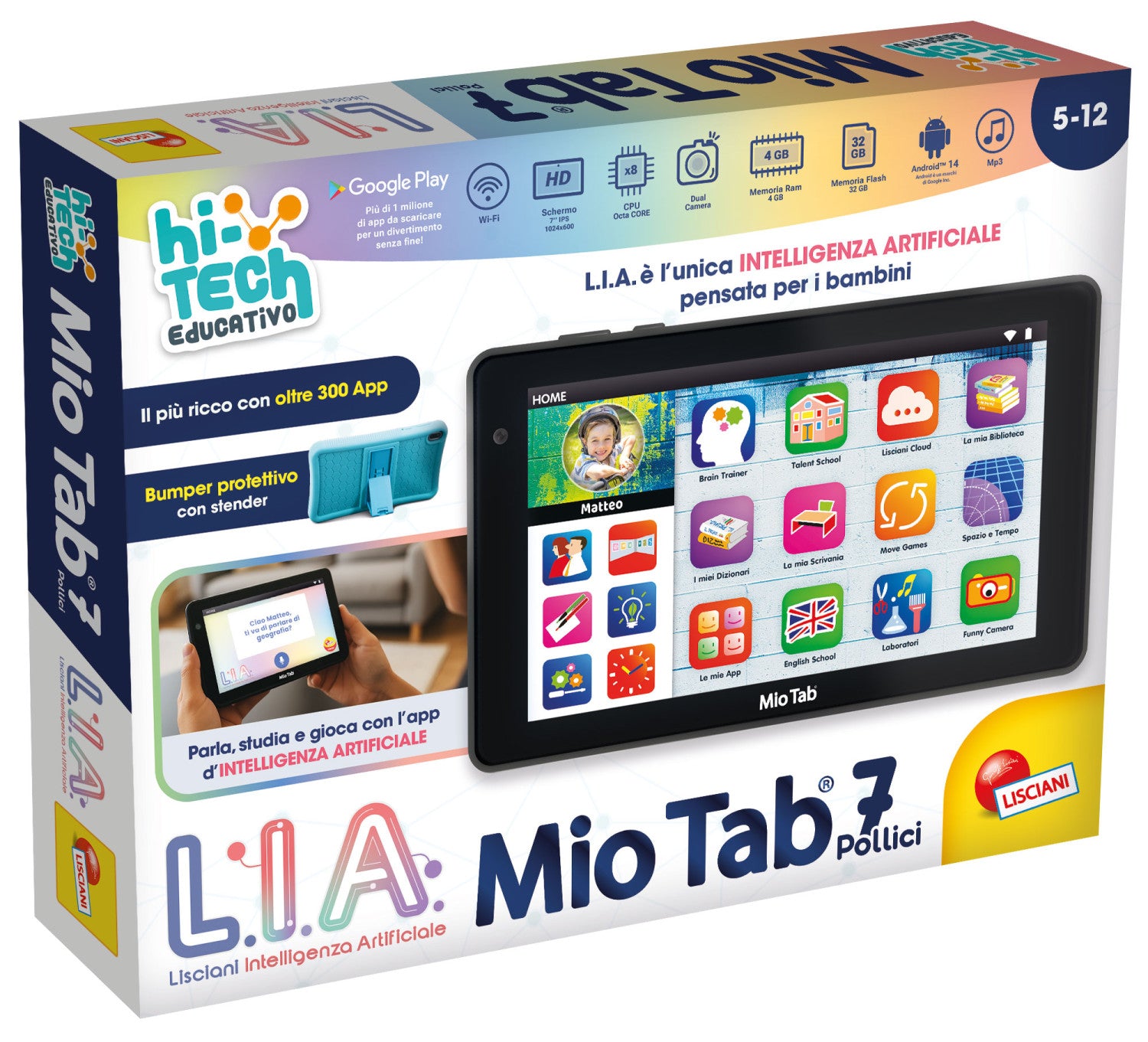 Lisciani 114214 tablet 32 GB 17,8 cm (7") 4 GB Wi-Fi 4 (802.11n) Android 14 Nero