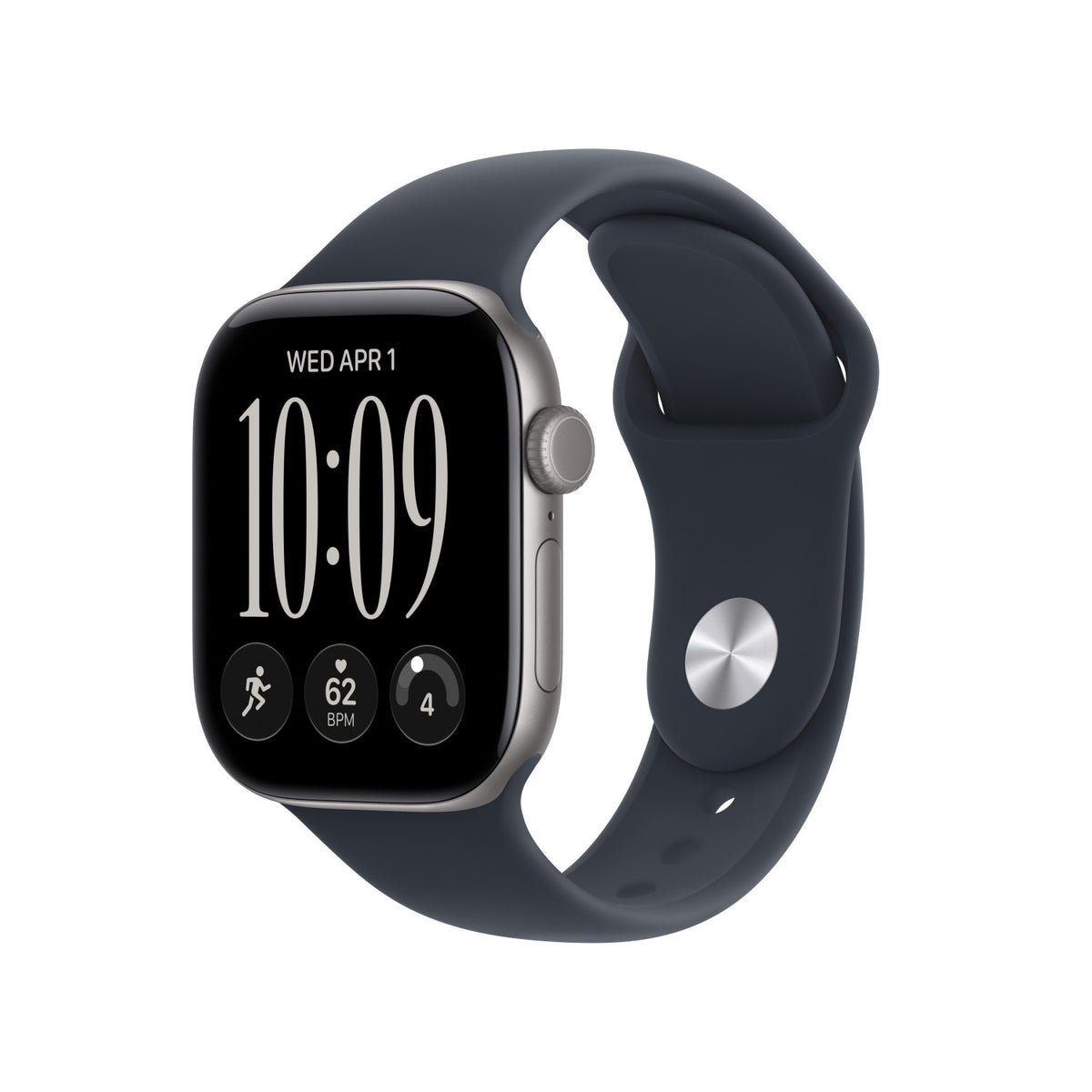 Apple Watch Series 12 GPS, cassa 42 mm in alluminio grigio siderale con cinturino Sport blu marino - S/M