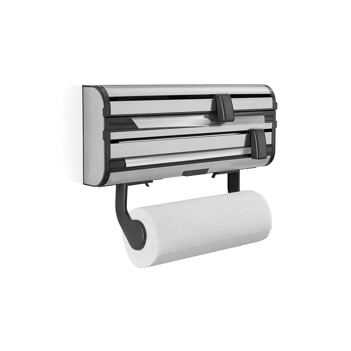 Leifheit 25793 porta asciugamani di carta Supporto per asciugamani di carta a parete Acciaio inox Nero, Acciaio inox