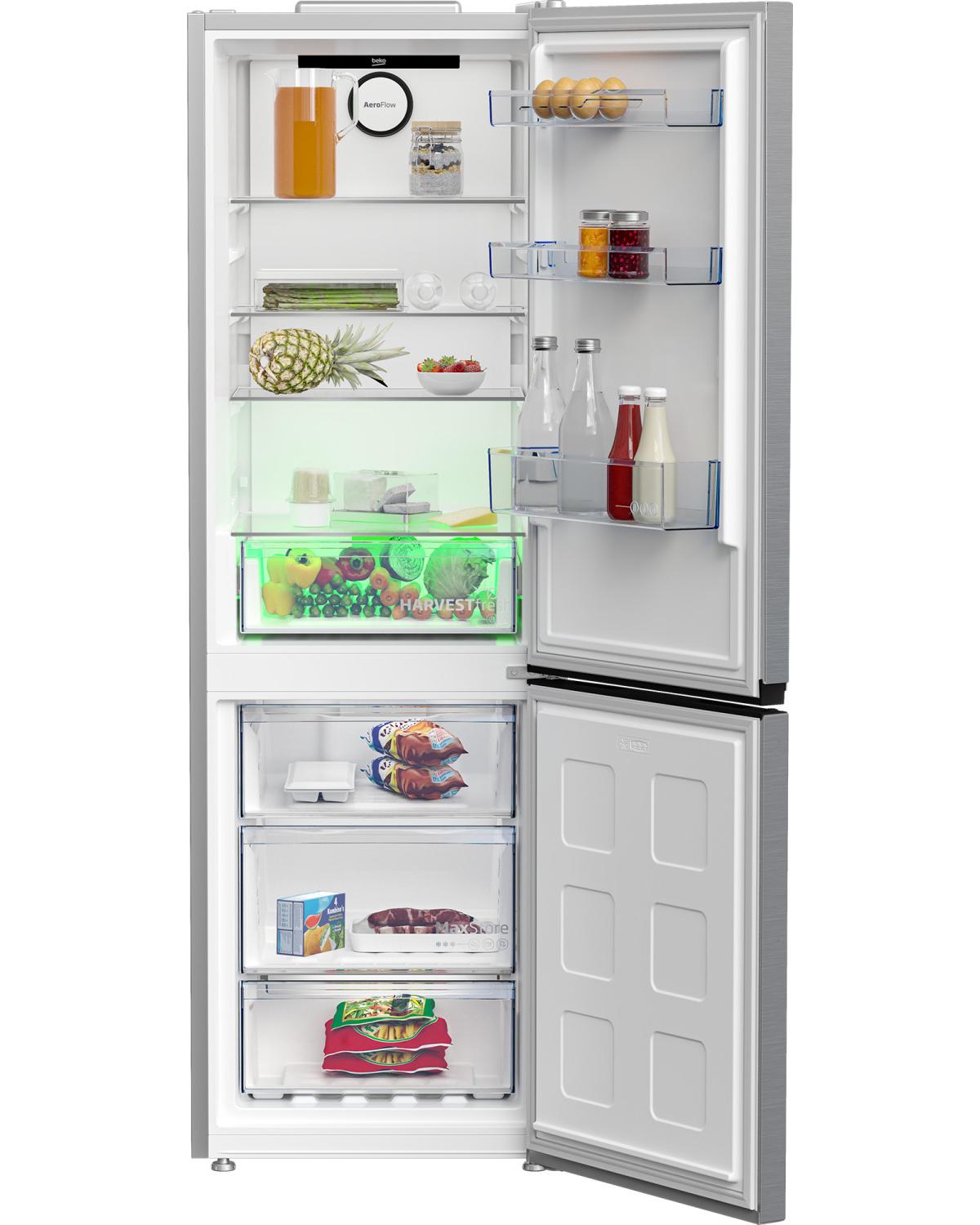 Beko Frigorifero Combi 1.80cm, Classe C, Total NF, Compressore ProSmart Inverter, Metal Look, AeroFlow, HarvestFresh, 35 dBA