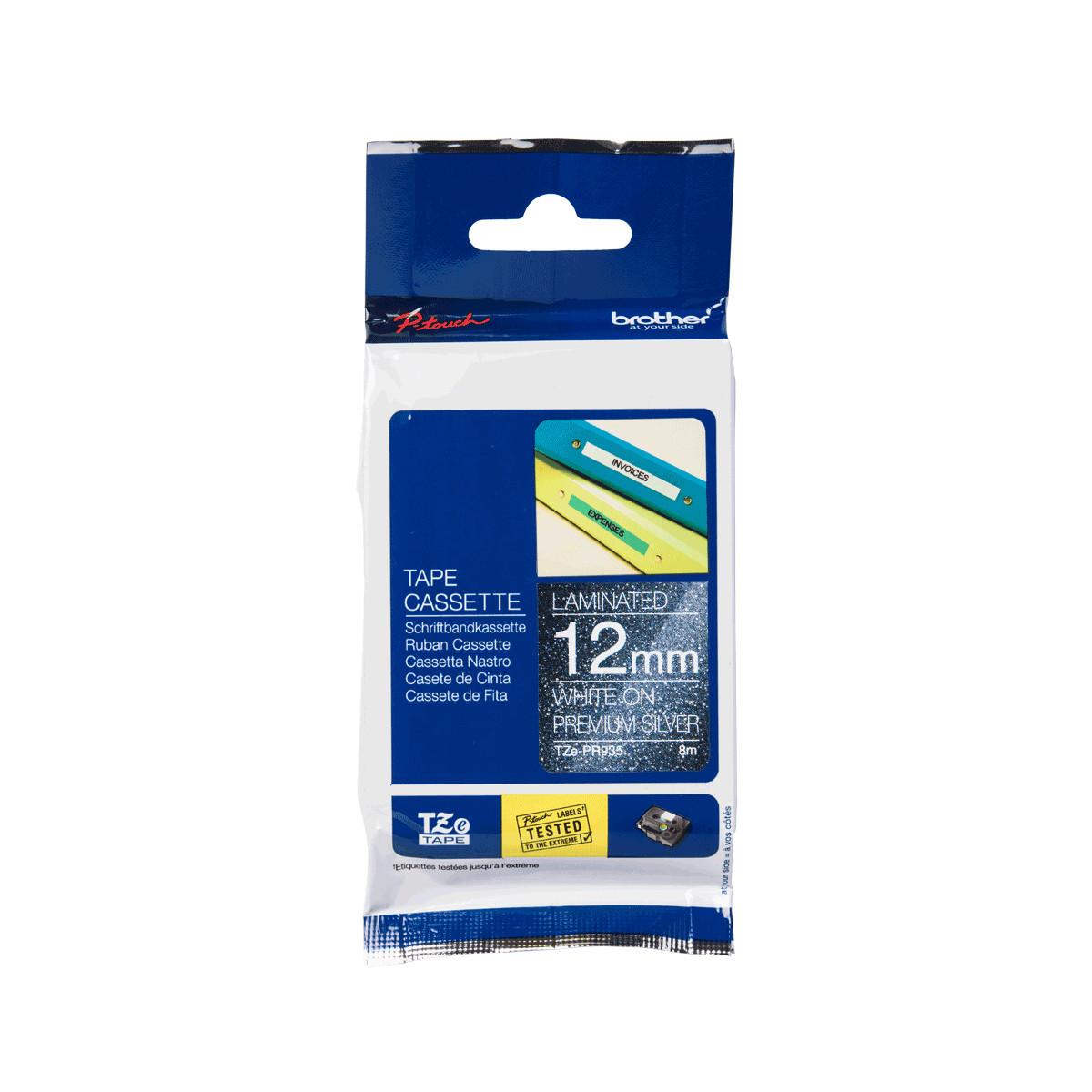 Brother TZE-PR935 nastro per etichettatrice Bianco su argento