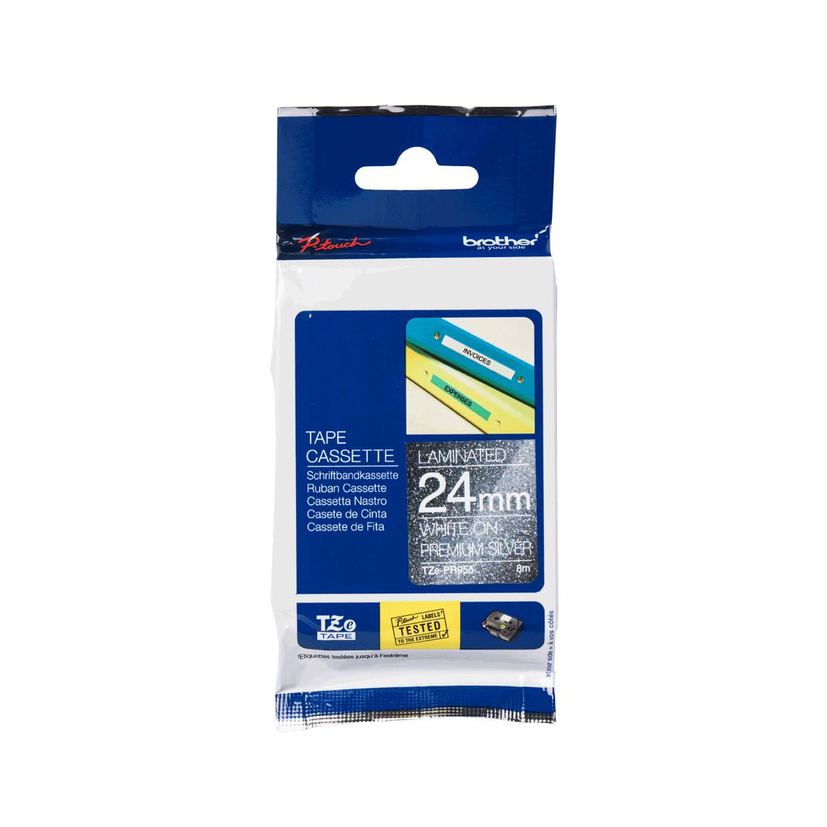 Brother TZE-PR955 nastro per etichettatrice Bianco su argento