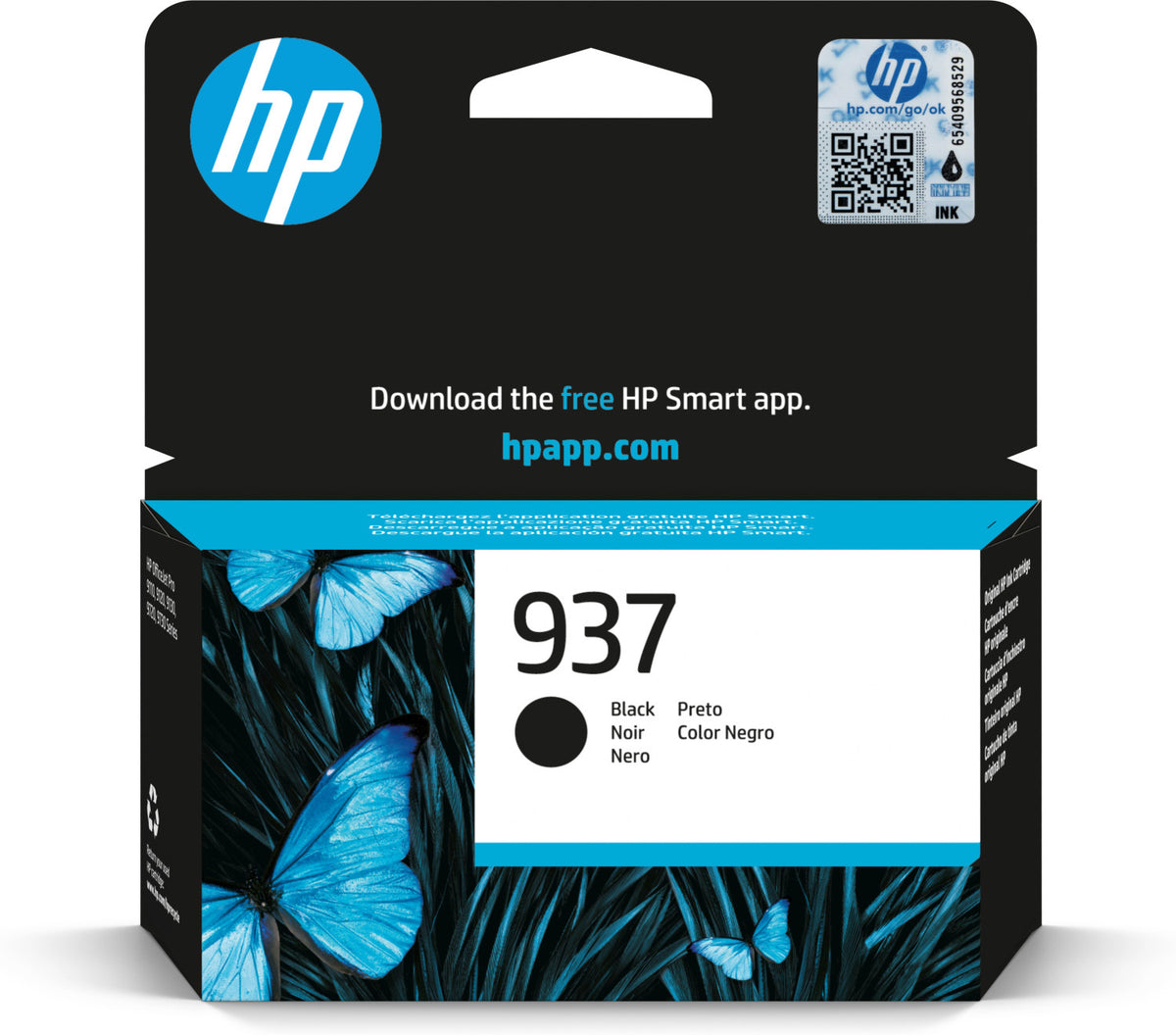 HP 937 4S6W5NE 301 Black Original Ink Cartridge Cartuccia d'Inchiostro 1 pz Resa Standard