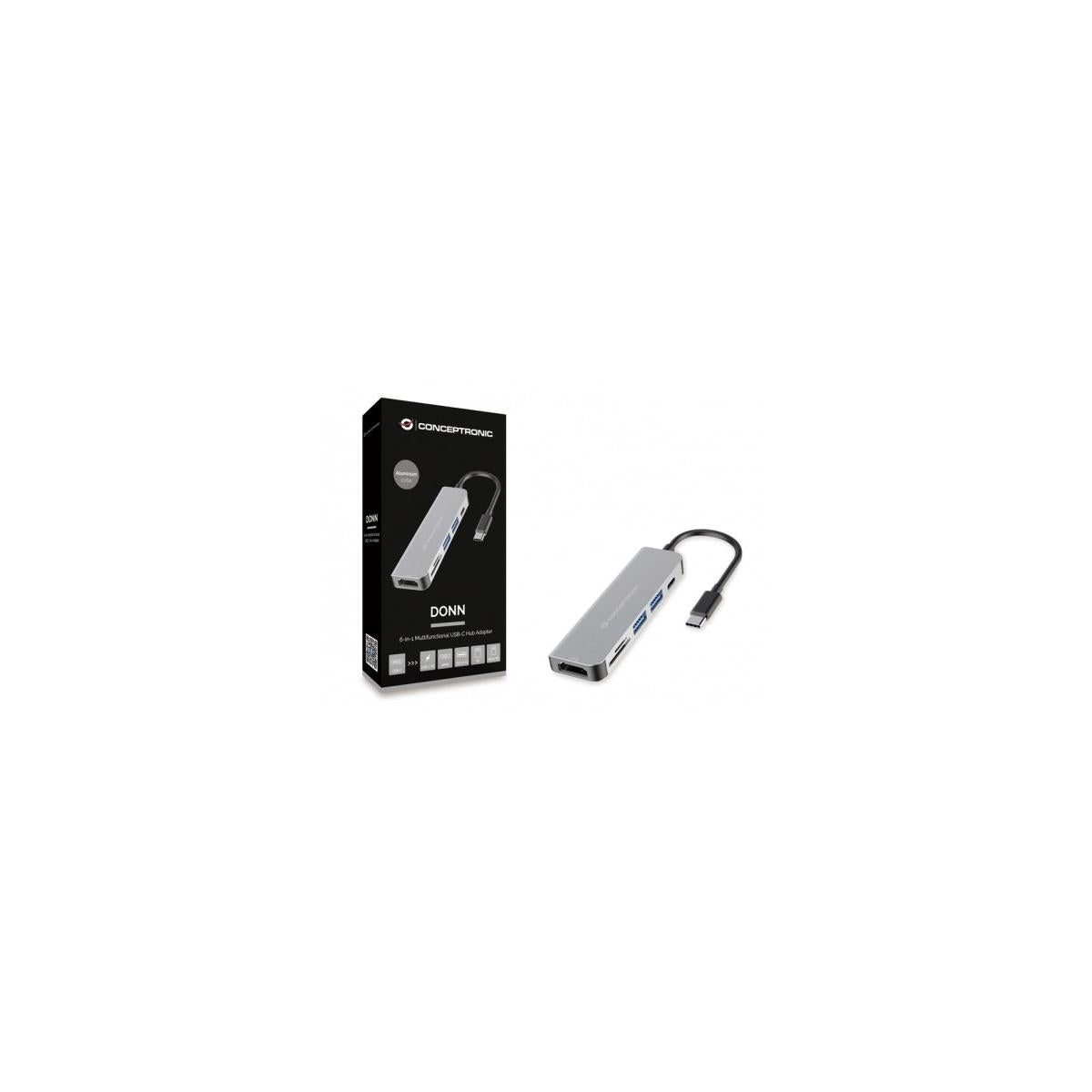 Conceptronic DONN02G replicatore di porte e docking station per laptop USB 3.2 Gen 1 (3.1 Gen 1) Type-C Alluminio